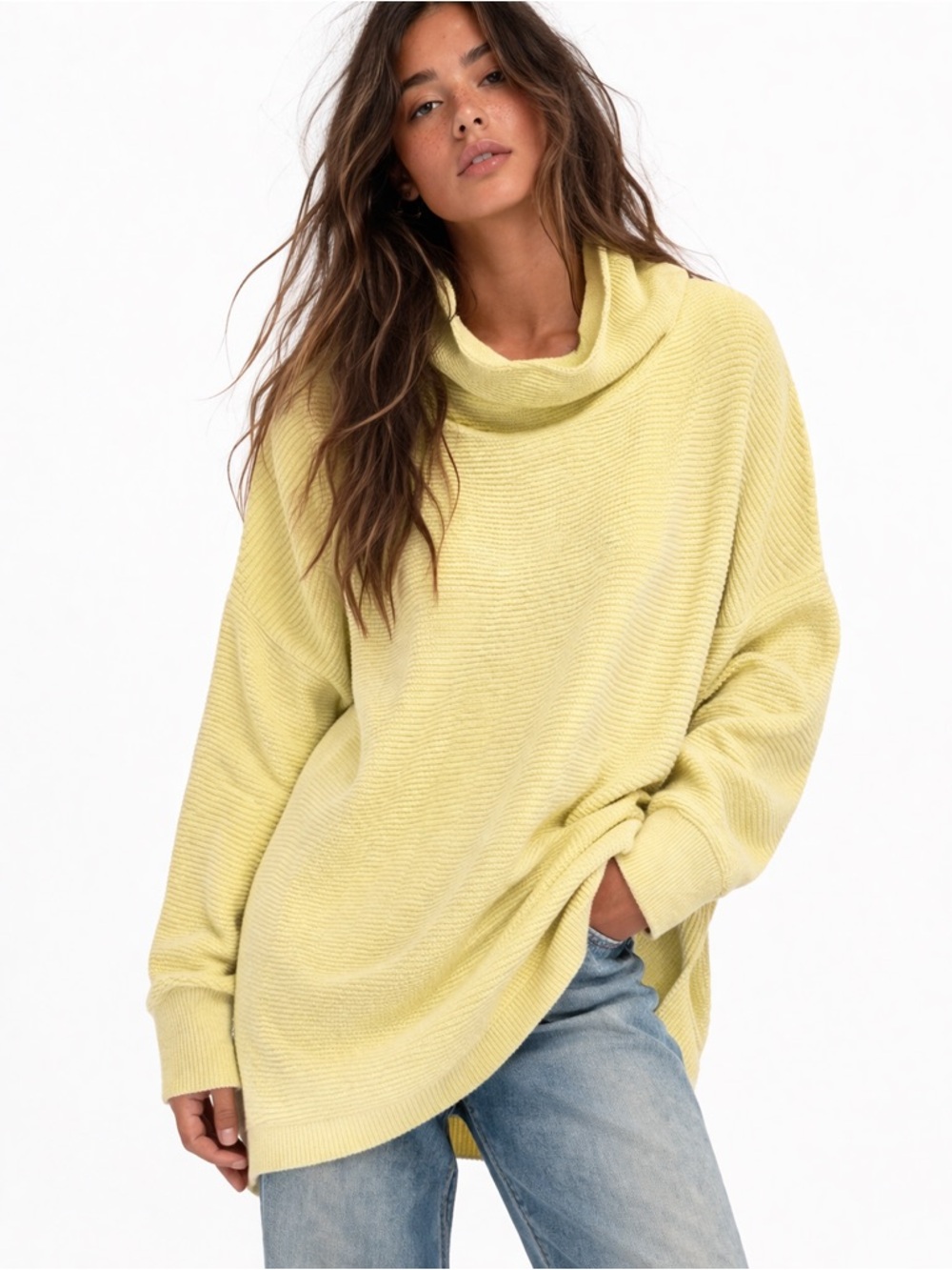 Free People Ottoman Slouchy Tunic Sweater Yellow